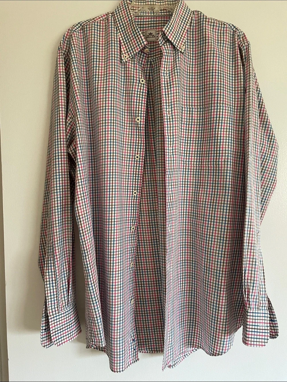 Peter Millar Red and Blue Check Button-Down Shirt